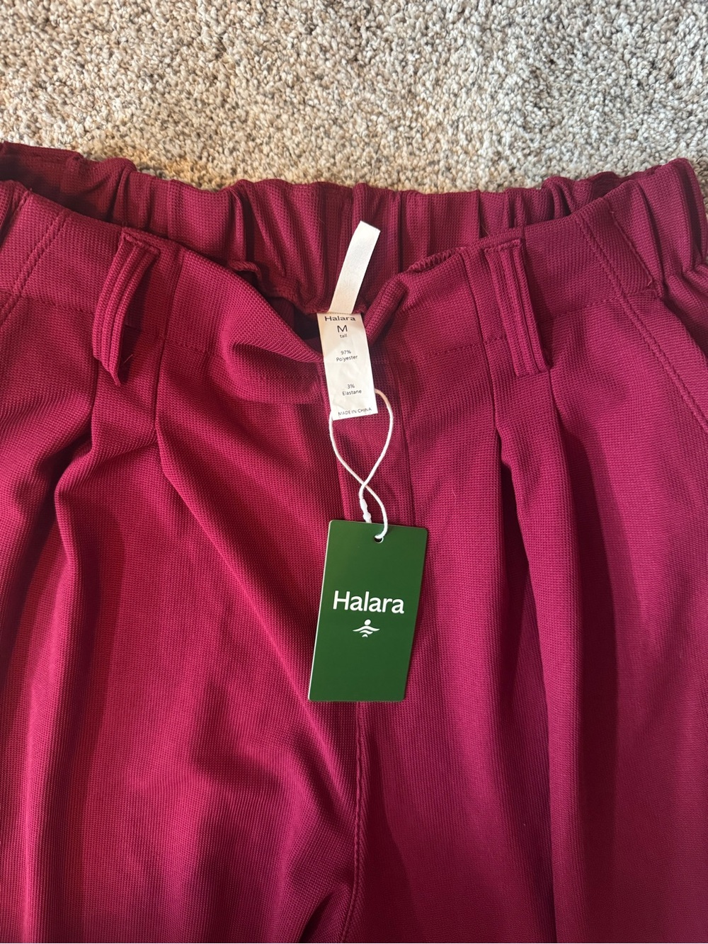 HALARA Wine Red High-Rise Wide Leg Pants - Picture 2 of 3